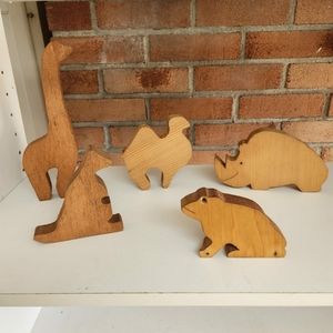 Handmade Wooden Animal Block Toys - Set of 5